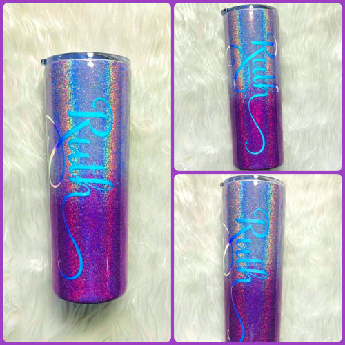 20 oz. Black Holographic Glitter Tumbler with Straw – Hot Mess Market