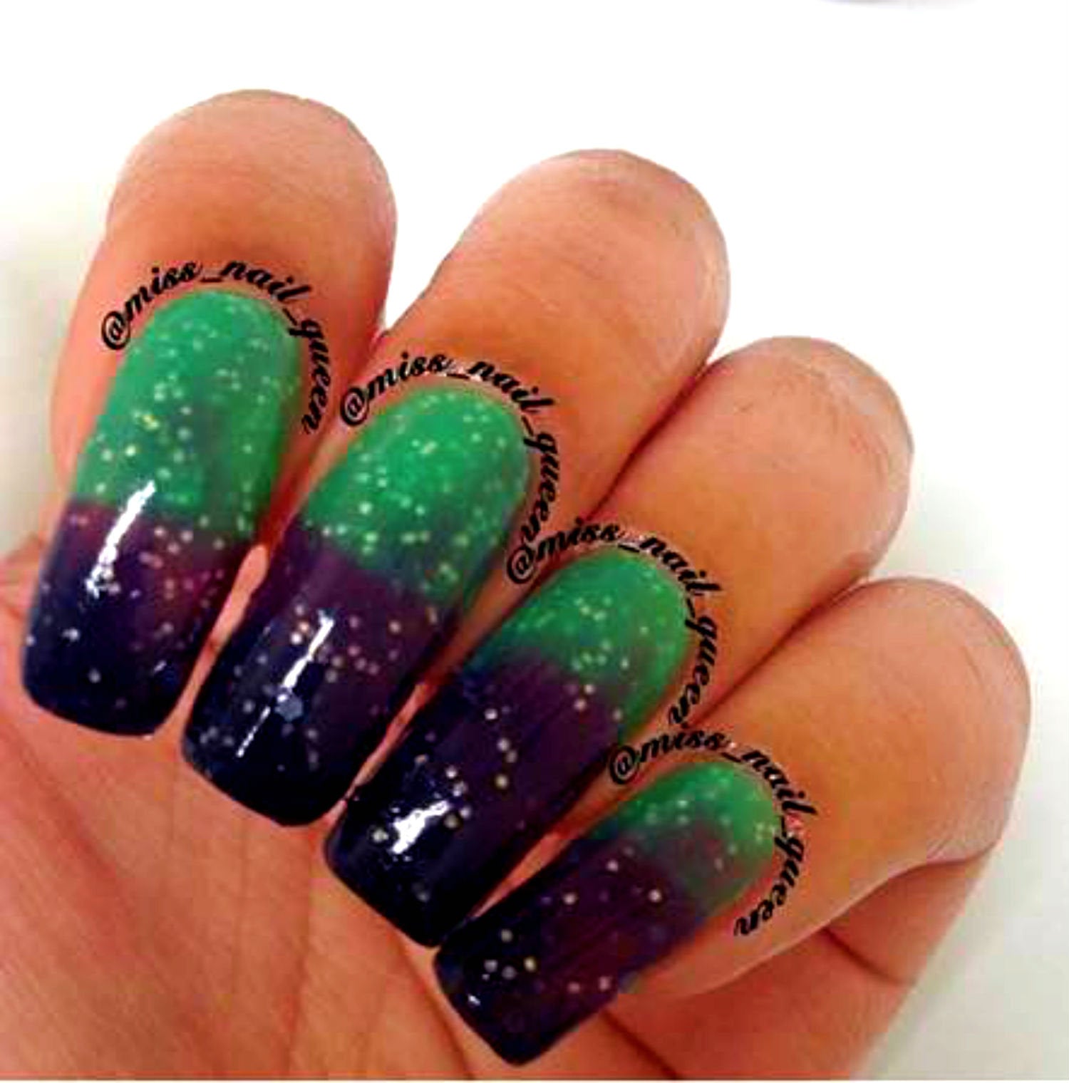 Color Changing Thermal Glitter Nail Polish - Ombre Green/Purple ...