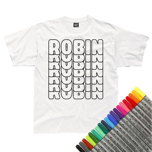 fabric pens optional Personalised Colour-In Rabbit T-Shirt