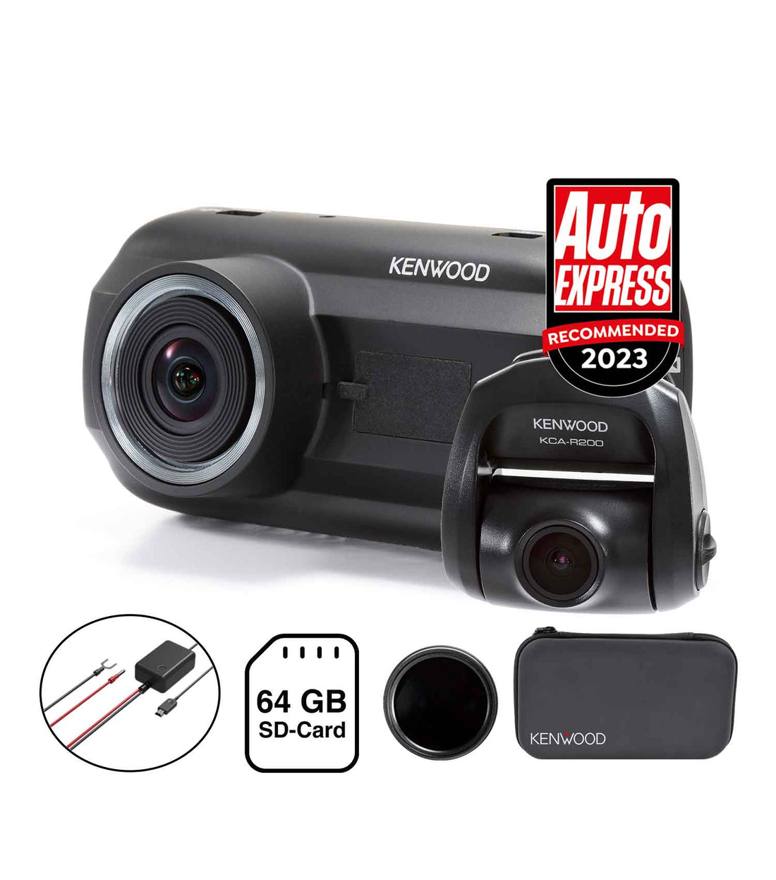 DRV-A601W Ultra HD dash cam, KCA-R200 rear camera bundle – KENWOOD Audio |  Dash Cams