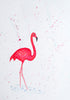 Red Brush Art Animal Portrait Flamingo Pen drawing