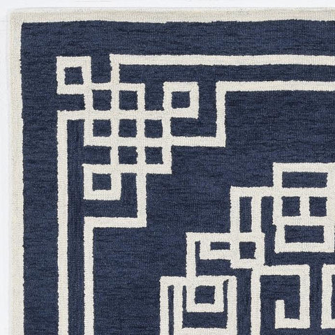 Need something that will turn the heads of your guests and that will brighten your home with graceful beauty? Need something both good looking and high quality? If so, this navy ivory maysville area rug is for you! This rug is a high grade piece, hand-hooked of 100% wool. Its unique tonal geometric design is a minimalistic transitional pattern that will give an appealing modern feel to the look and feel of your home. As for measurements, they are 1/2" for height, 96" for width, and 120" for depth. To care for it, vacuum it regularly and spot clean any stains. Its also recommended that you have it professionally cleaned every now and then. If you need something to breathe a bit of fresh air into the atmosphere of your home, this is the rug for you.