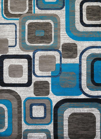 Let the Modem area rug illustrate its own space. The contemporary pattern of rounded squares with rich tones of aqua and greys, you can pair this with any interior decor. This is a machine-made, hand-carved area rug is made for an ideal look and comfort.