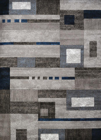 This stunning, contemporary, geometric rug will be the new addition to any living space. The soft tones of denim blues create beautiful detail in every way. This is a machine-made, hand-carved area rug is made for an ideal look and comfort.