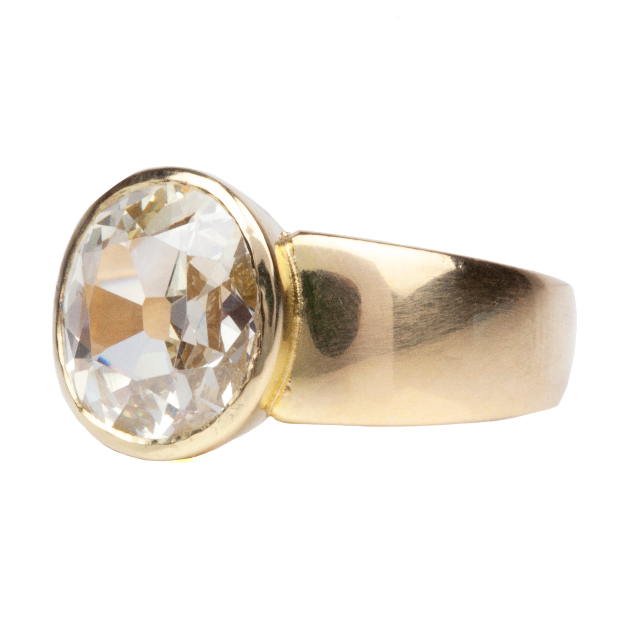 Bezel Set Old Mine Cut Diamond Ring in Gold