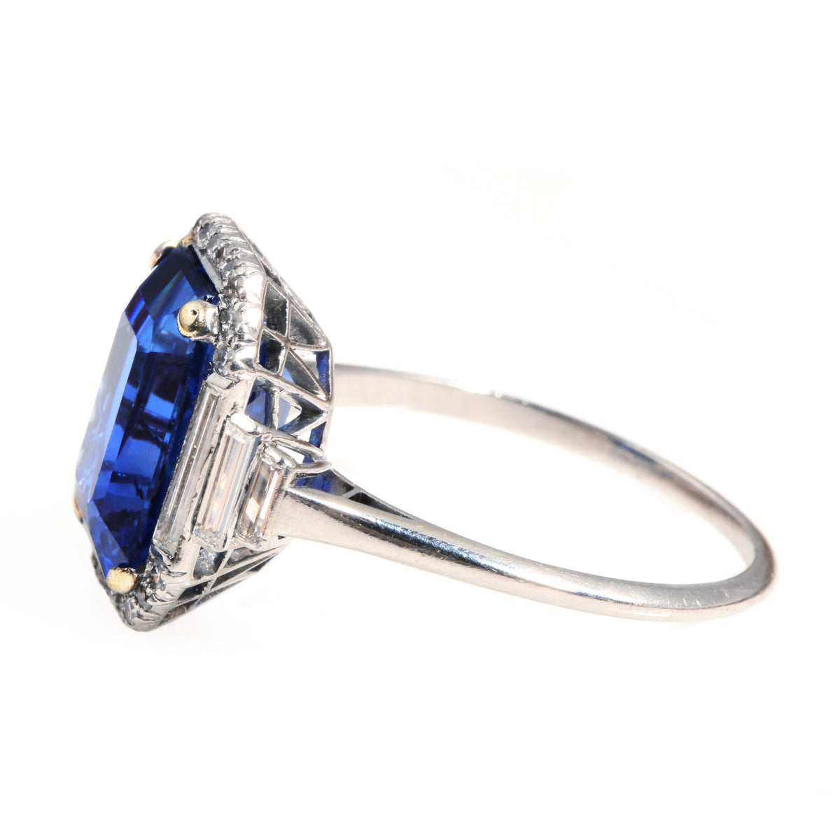 Art Deco Natural Sapphire & Diamond Ring | Bell and Bird