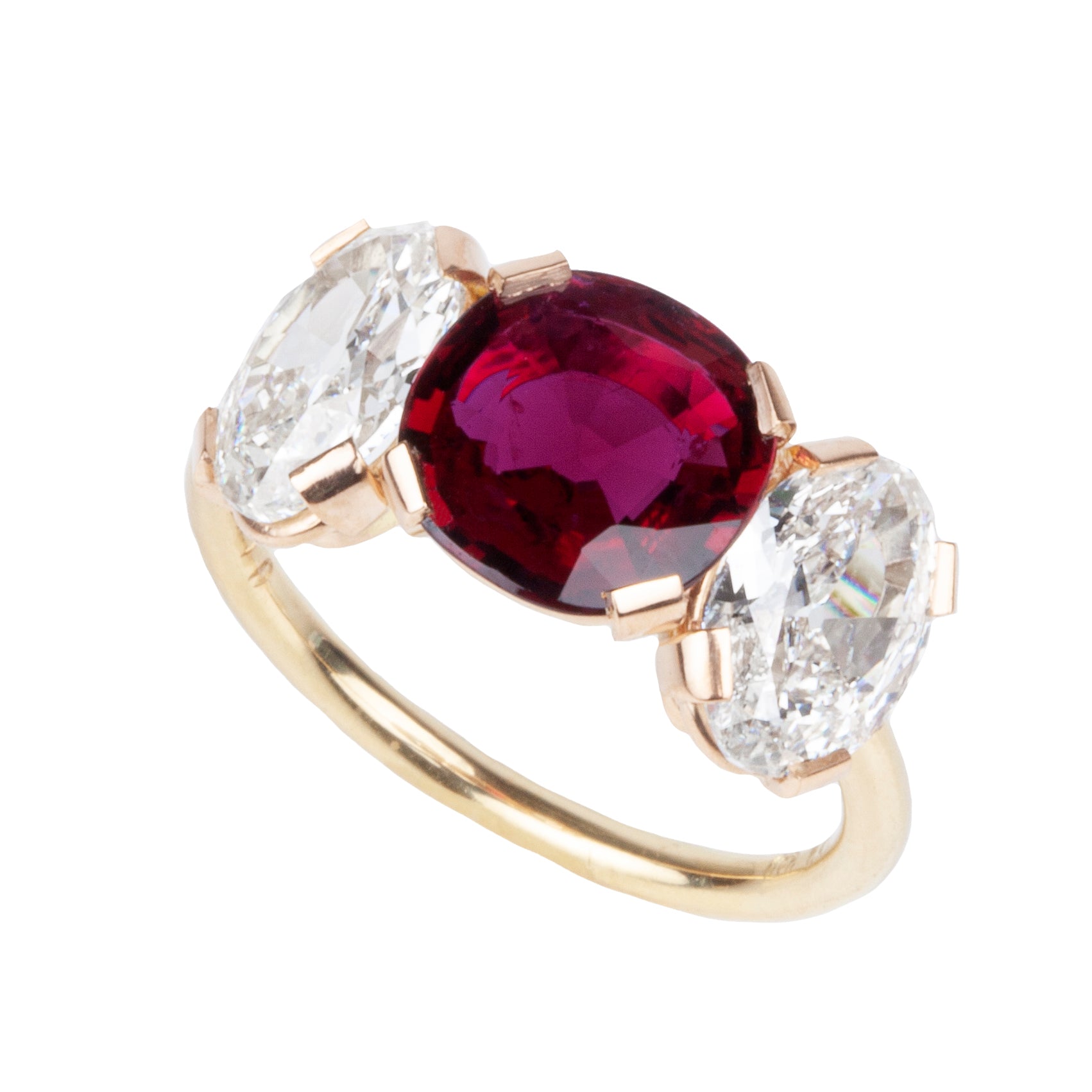 Three Stone Ruby and Diamond Ring