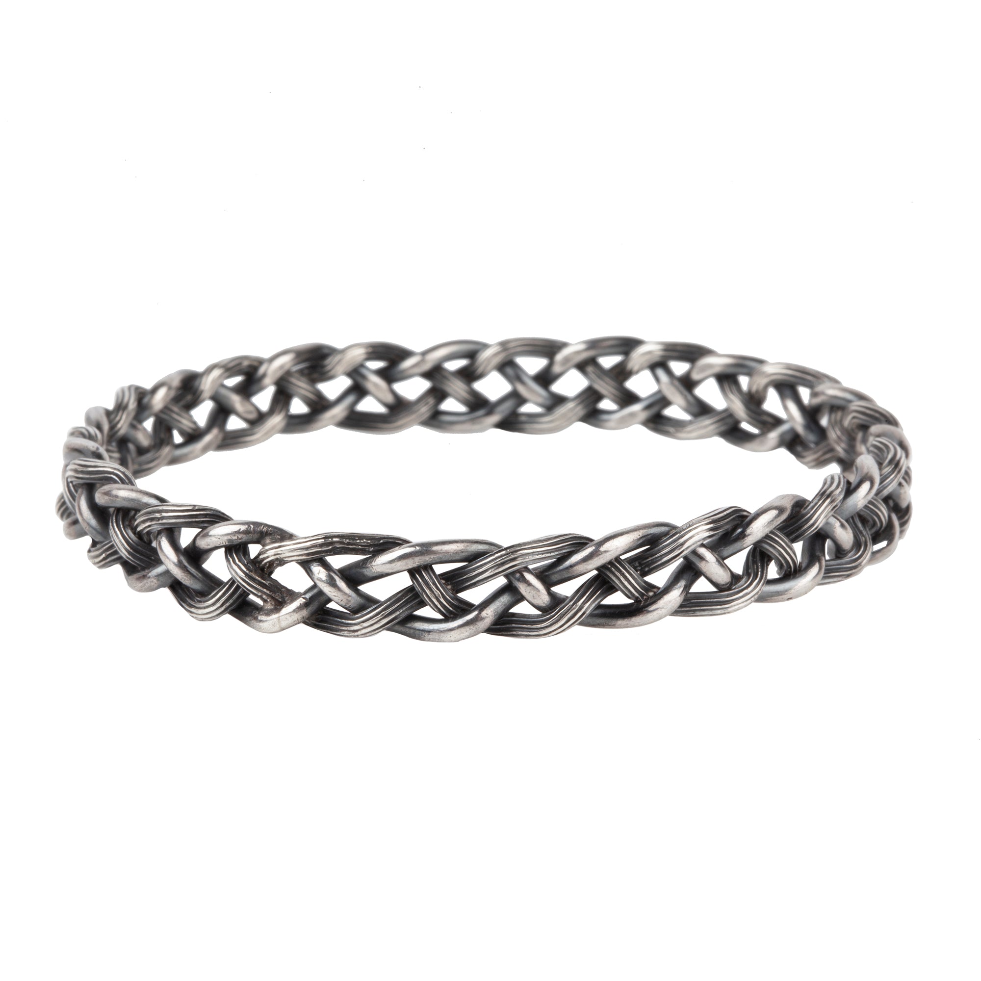 Victorian braided sterling silver bangle