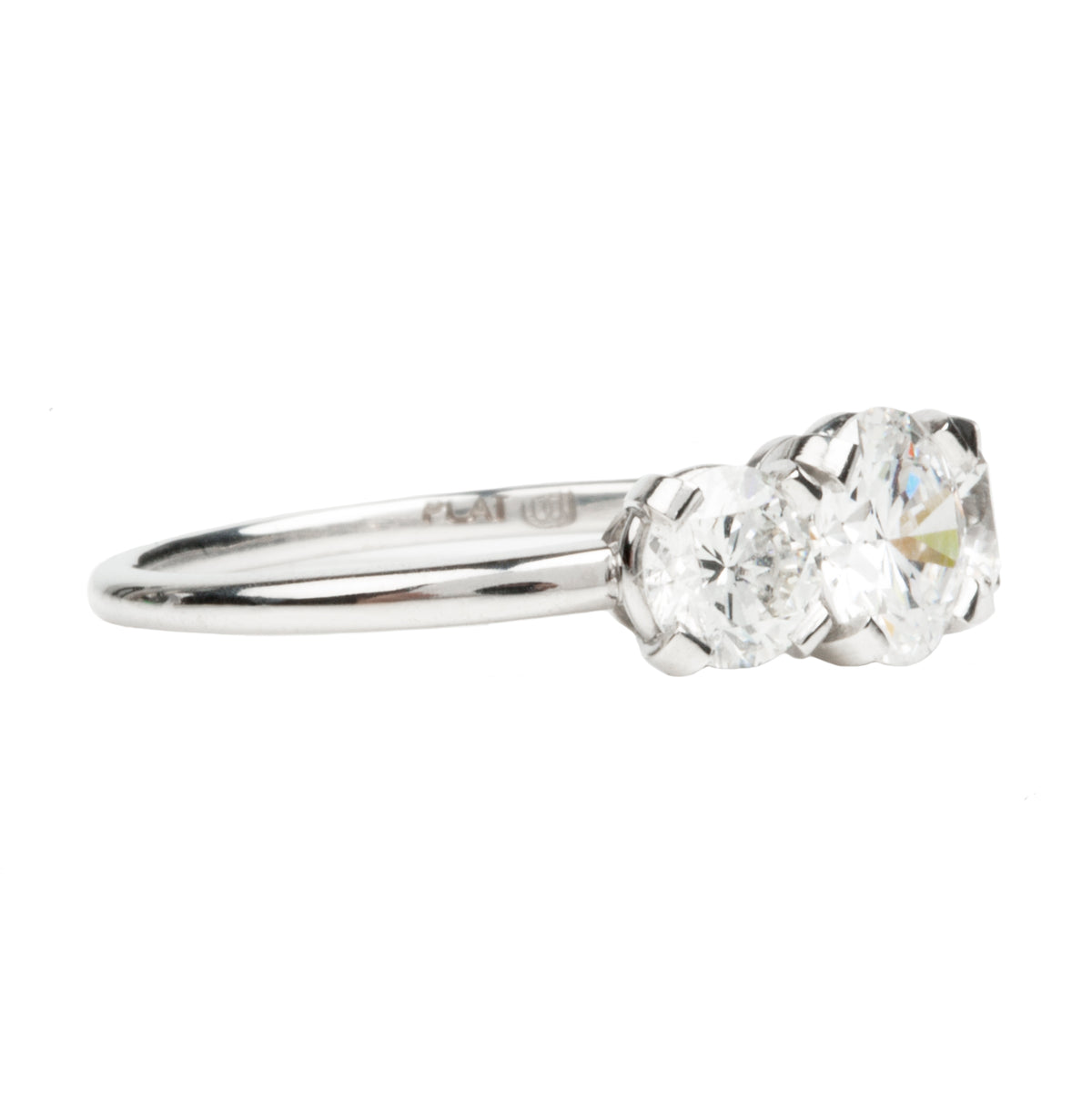 Tab Prong Three Stone Old European Cut Diamond Ring | Bell and Bird