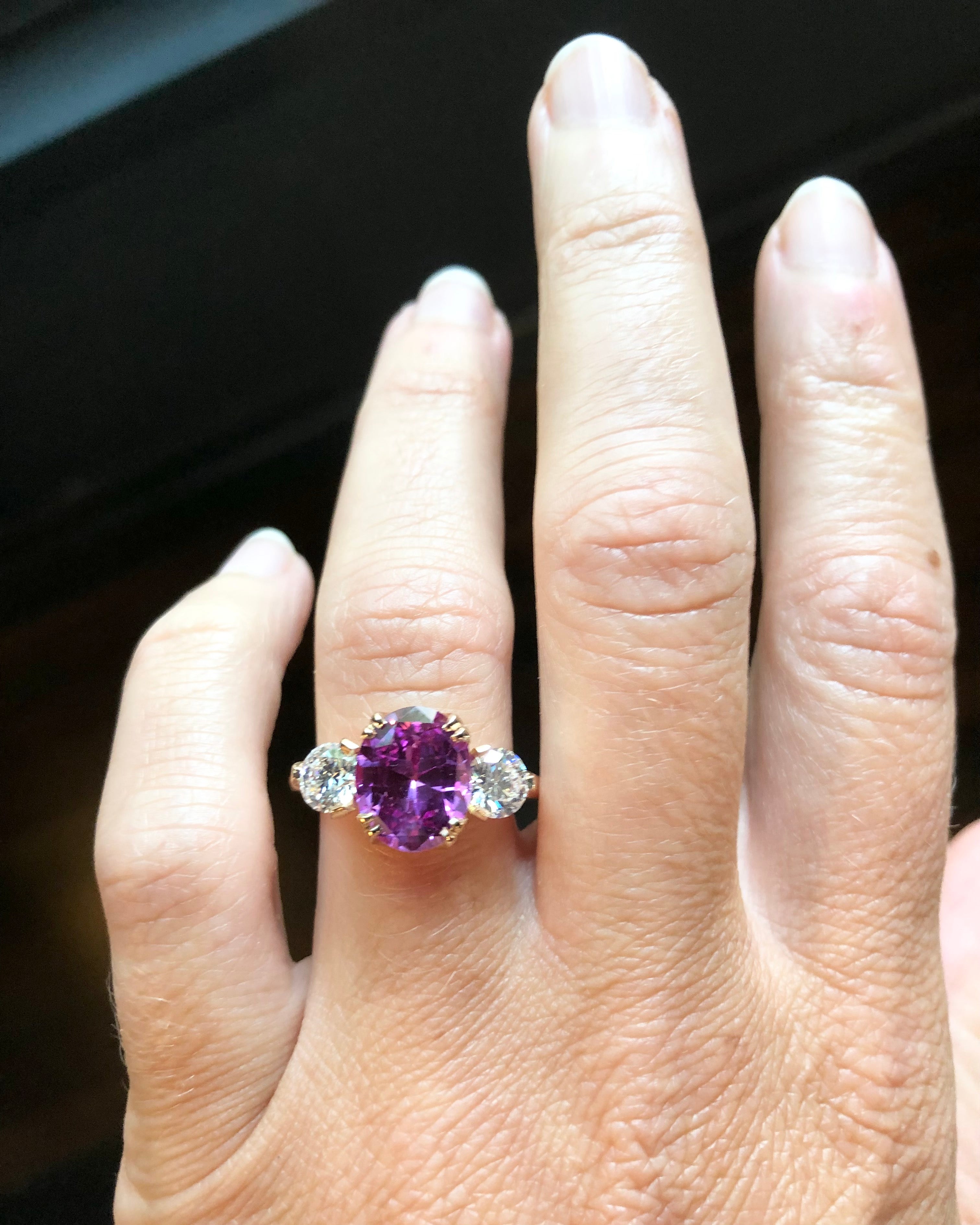 Handmade Pink Sapphire and Diamond Ring