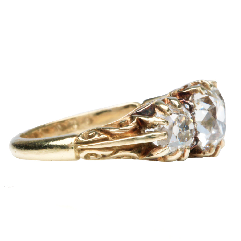 Victorian Three Stone Old Mine Cut Diamond Ring | Bell and Bird