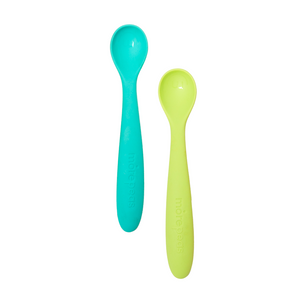 Spuni - First Baby Spoon for 4 Months Onwards, Neon Green and Playful Pink,  2