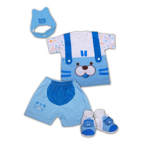 Baby Newborn Clothes Gift Set with Blue Cat Design