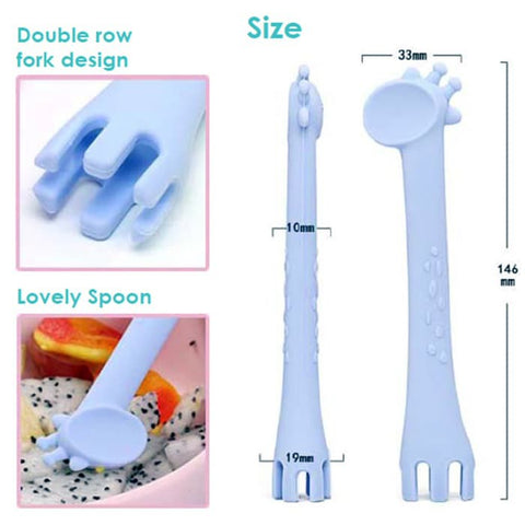 Baby Spoon and Fork Training Set Giraffe Design Specification