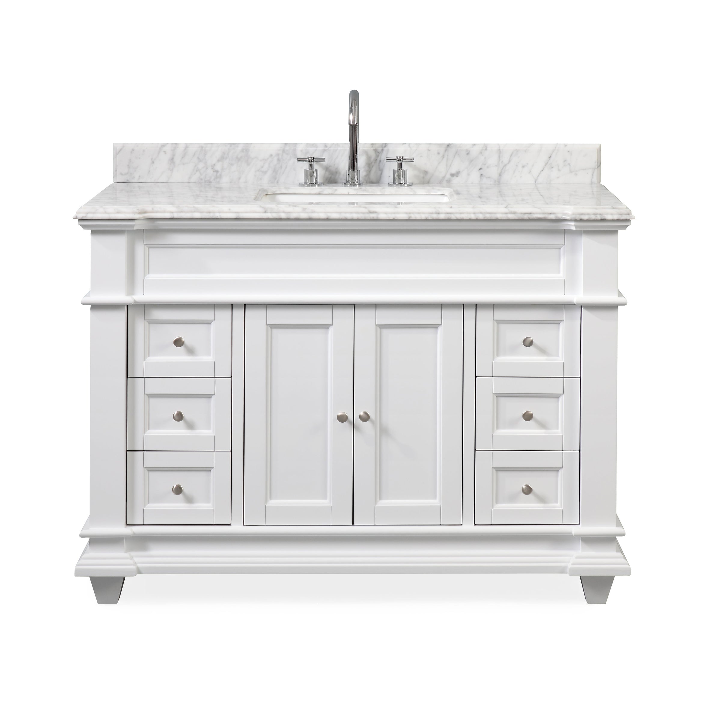 48 Italian Carrara Marble Top Kerianne Bathroom Sink Vanity Cabinet Tennant Brand