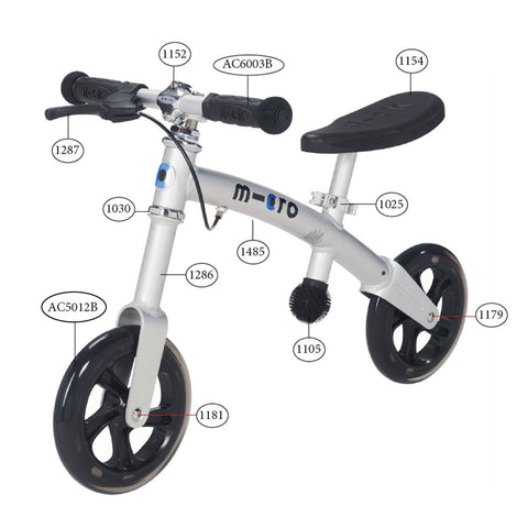 G-Bike+ Air Balance Bike Spare Parts diagram