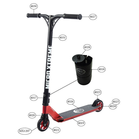 mX Crossneck Scooter Spare Parts diagram