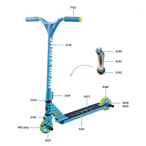 Micro mX Trixx Scooter Spare Parts diagram