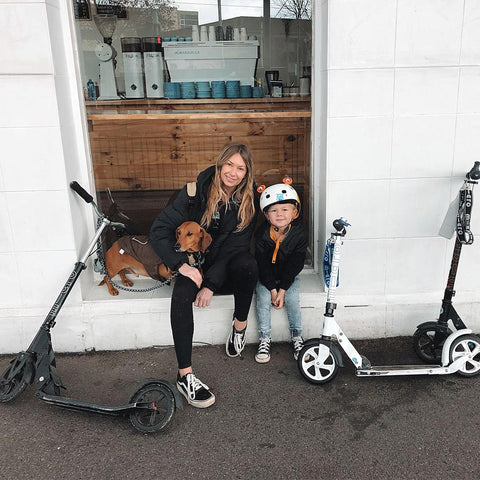 micro ambassador tegan with her downtown adult scooter