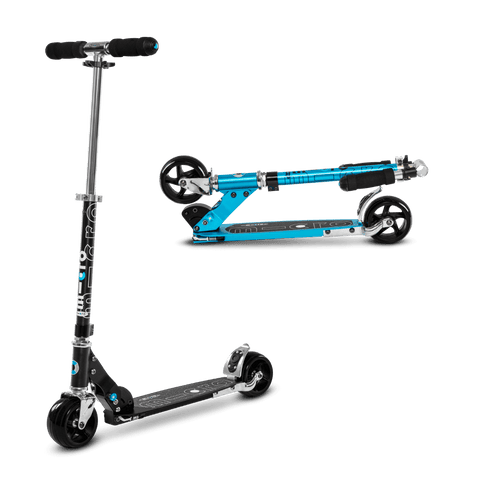 Micro Rocket 2 Wheel Scooter in Black and Sky Blue
