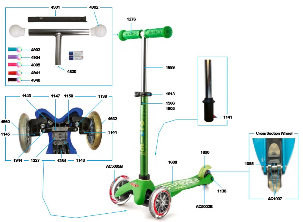 Maleri Snestorm Gods Mini Micro Deluxe Spare Parts – Micro Scooters Australia