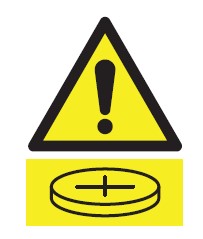 Warning icon for coin cell battery