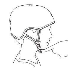 One finger space between chin and strap