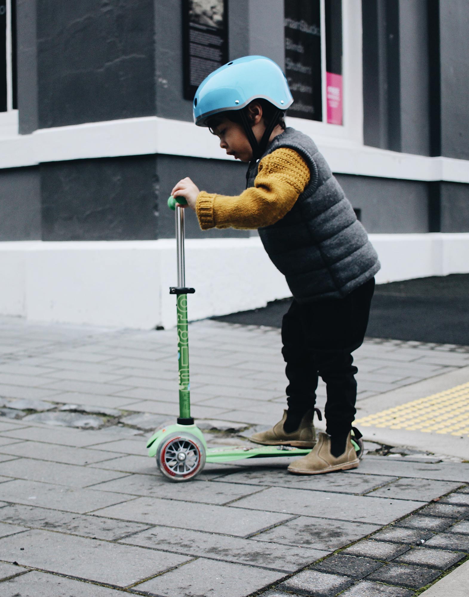 green mini micro scooter