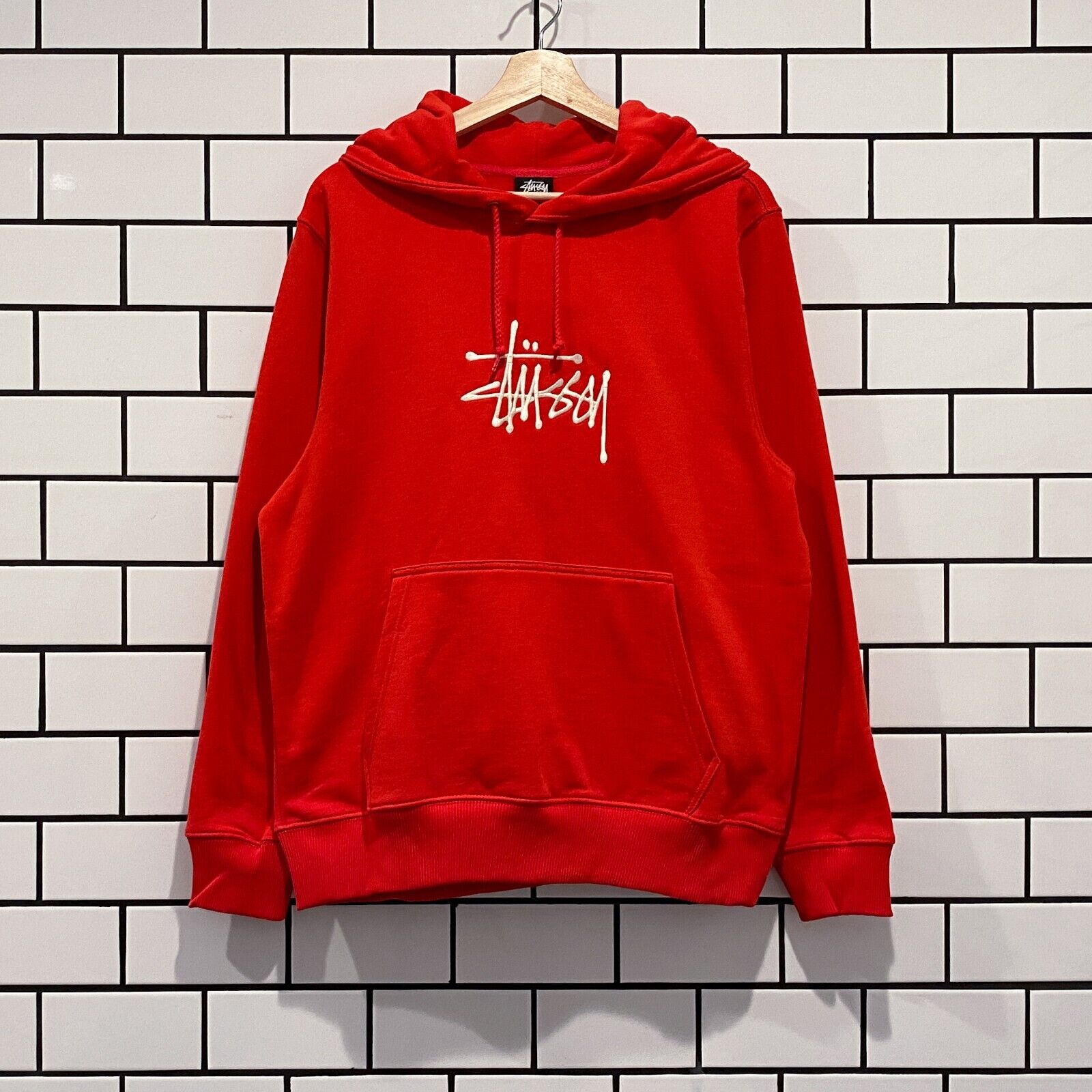 STUSSY BASIC EMBROIDERED HOODIE BLACK