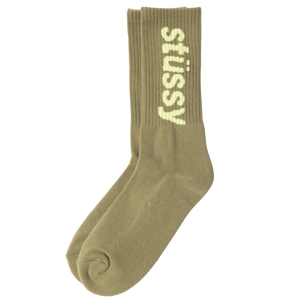 STUSSY HELVETICA JACQUARD CREW SOCKS BROWN F21 | shoparchive.us