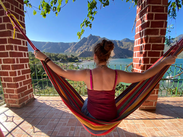 relaxing at lake atitlan guatemala