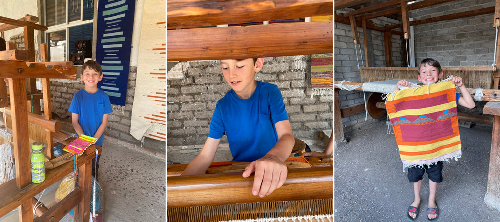 my son weaving in oaxaca