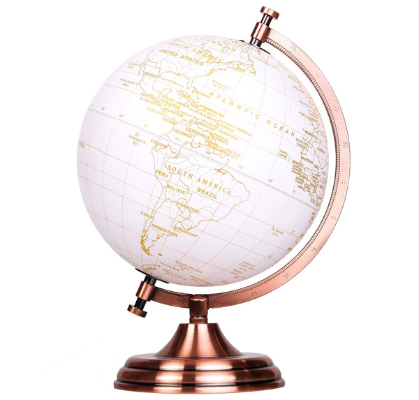 Exerz 20cm World Globe - White & Golden | Topglobe