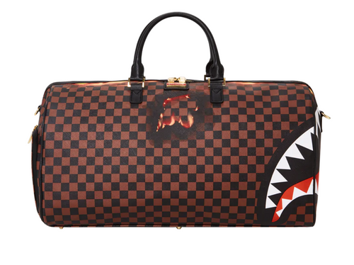 Sprayground Money $ White Monogram Duffle Shark In Paris Dollar