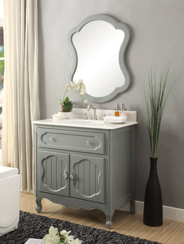 Stufurhome Clarkson Grey 24.25 Inch Corner Bathroom Vanity with