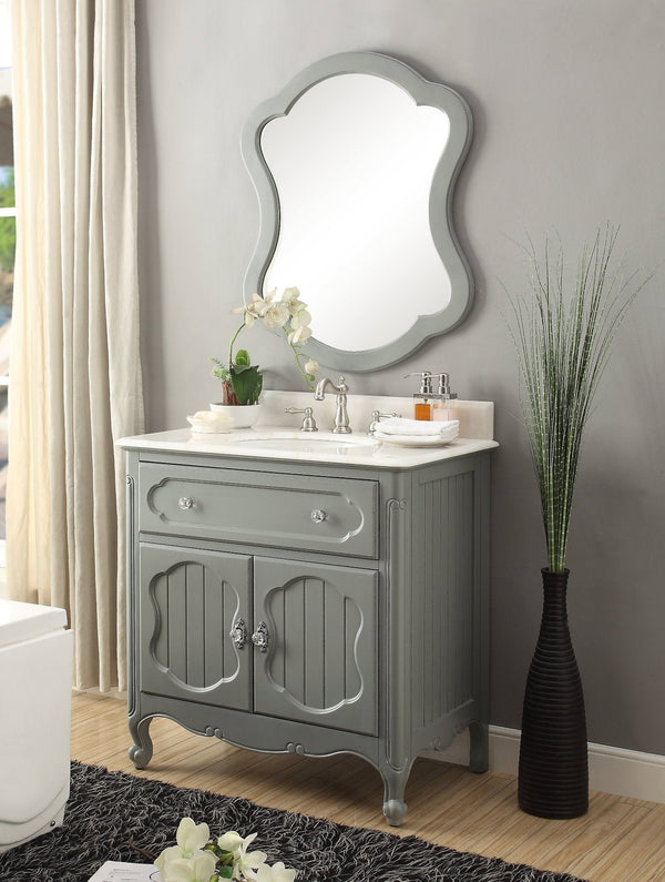 24 Triadsville Corner Shape White Bathroom Sink Vanity With Marble Top -  Model # CF-47533GT