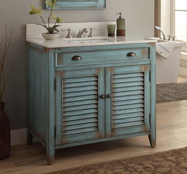 42 inch Bathroom Vanity Cottage Beadboard Style Light Blue Color  (42Wx21Dx35H) CGD1509BU42C