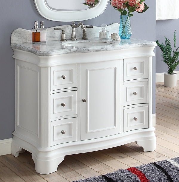 24 Triadsville Corner Shape White Bathroom Sink Vanity With Marble Top -  Model # CF-47533GT