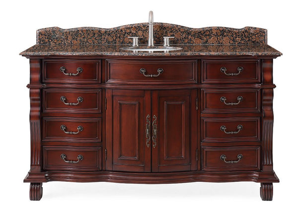 76 Inch Cherry Double Sink Bathroom Vanity with Granite