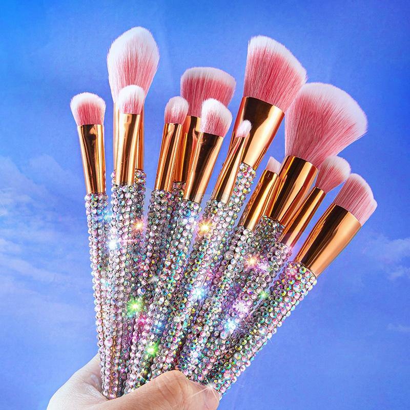 12 Piece Bling Rhinestone Makeup Brushes Shes A Beat Beauty 