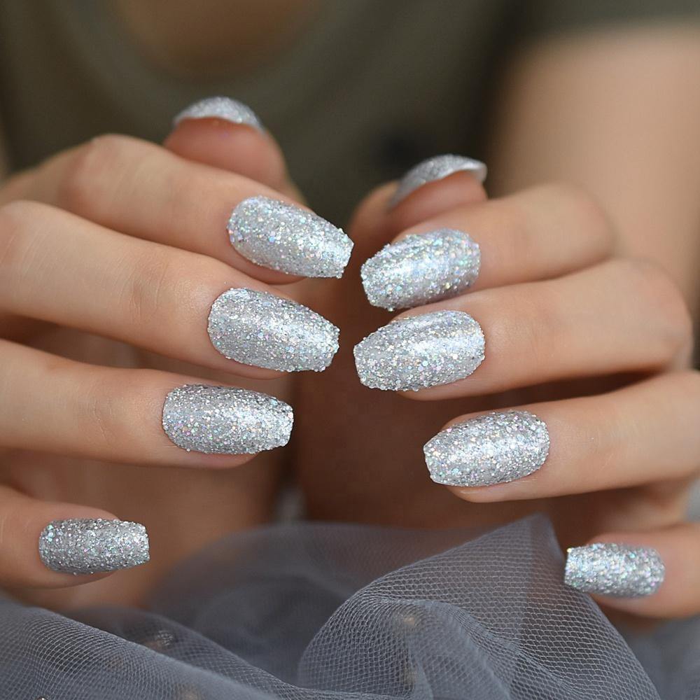 undtagelse partner via Silver Glitter Coffin Press On Nails | She's A Beat Beauty | Reviews on  Judge.me