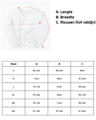 maattabel quotee sweatshirt