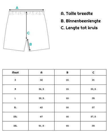 Size chart shorts limited edition