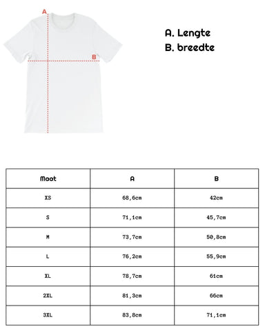 Size chart for quotee t-shirt