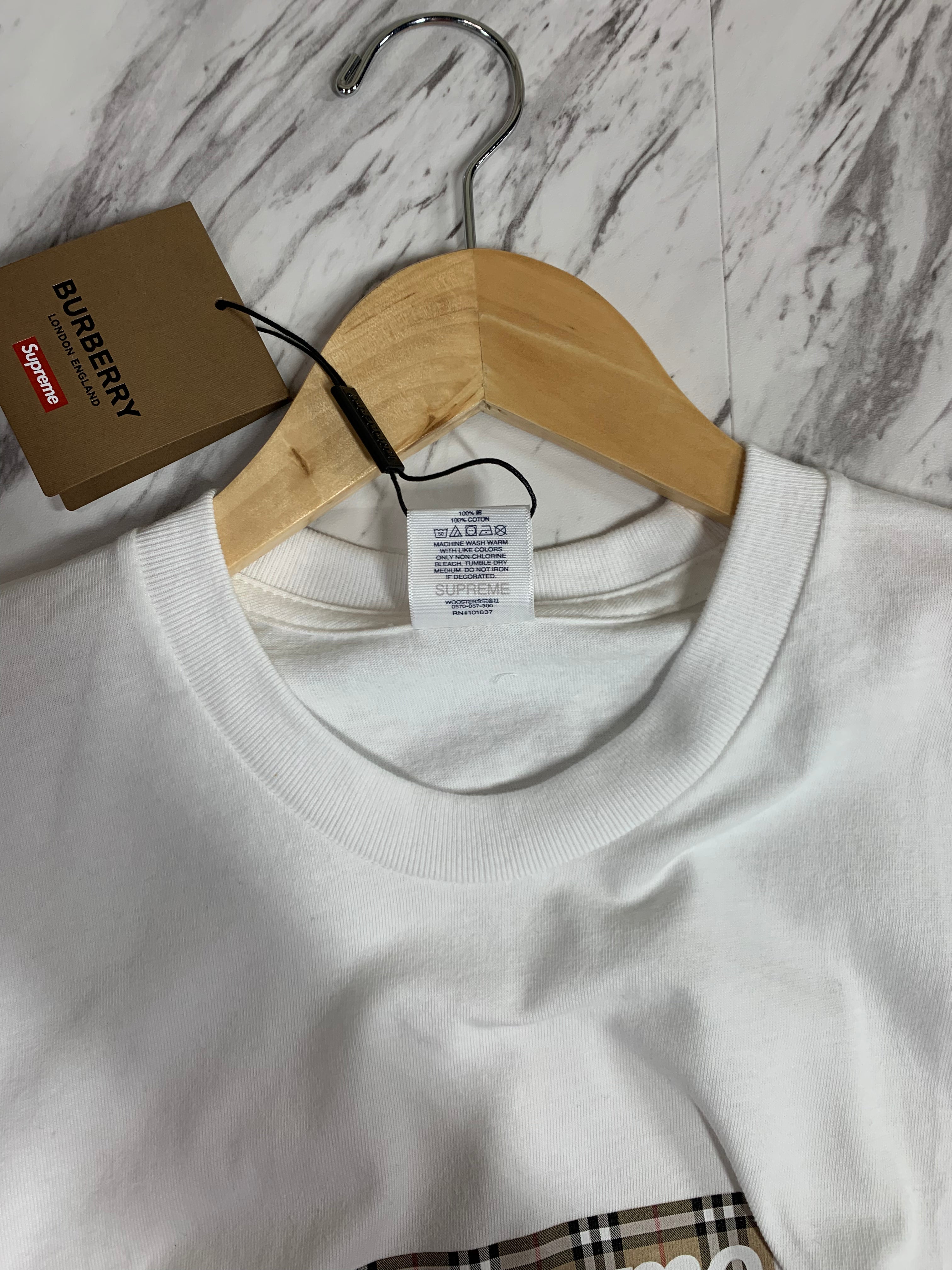 Supreme Burberry Box Logo Tee White