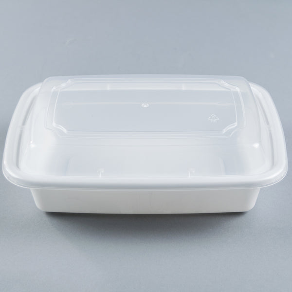 Yanco DP-2032WT 32 oz Rectangular Disposable Container w/ Lid - Plastic,  White