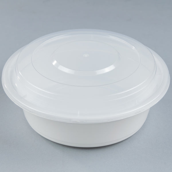SR 12 oz. Rectangular White Plastic Container Set (818) - 150/Case