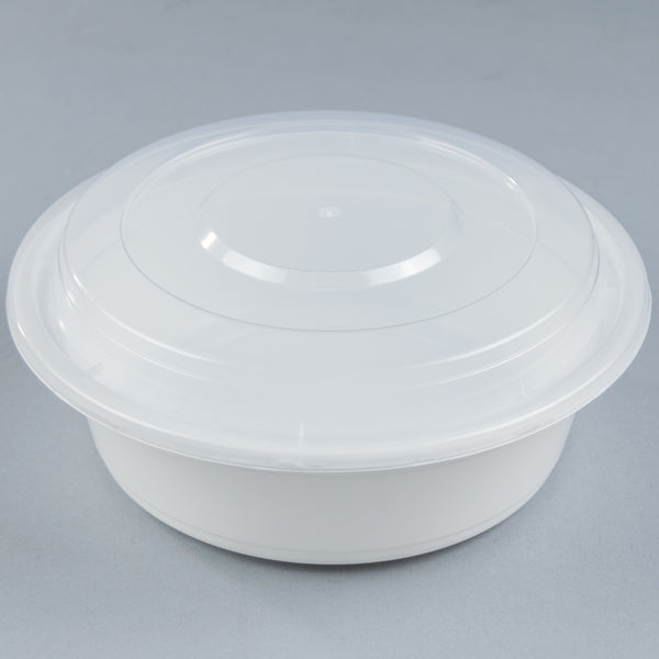 32 oz. Microwaveable Round Plastic Soup/Food Freezer Containers w/Lids 96  Pack