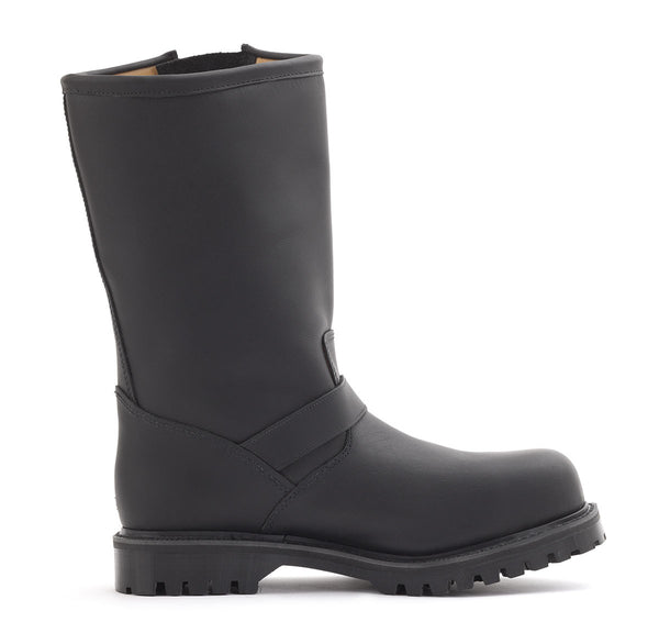 Engineer Boot Fully Leather Lined with Steel Toe in Greasy Black - Gripfast