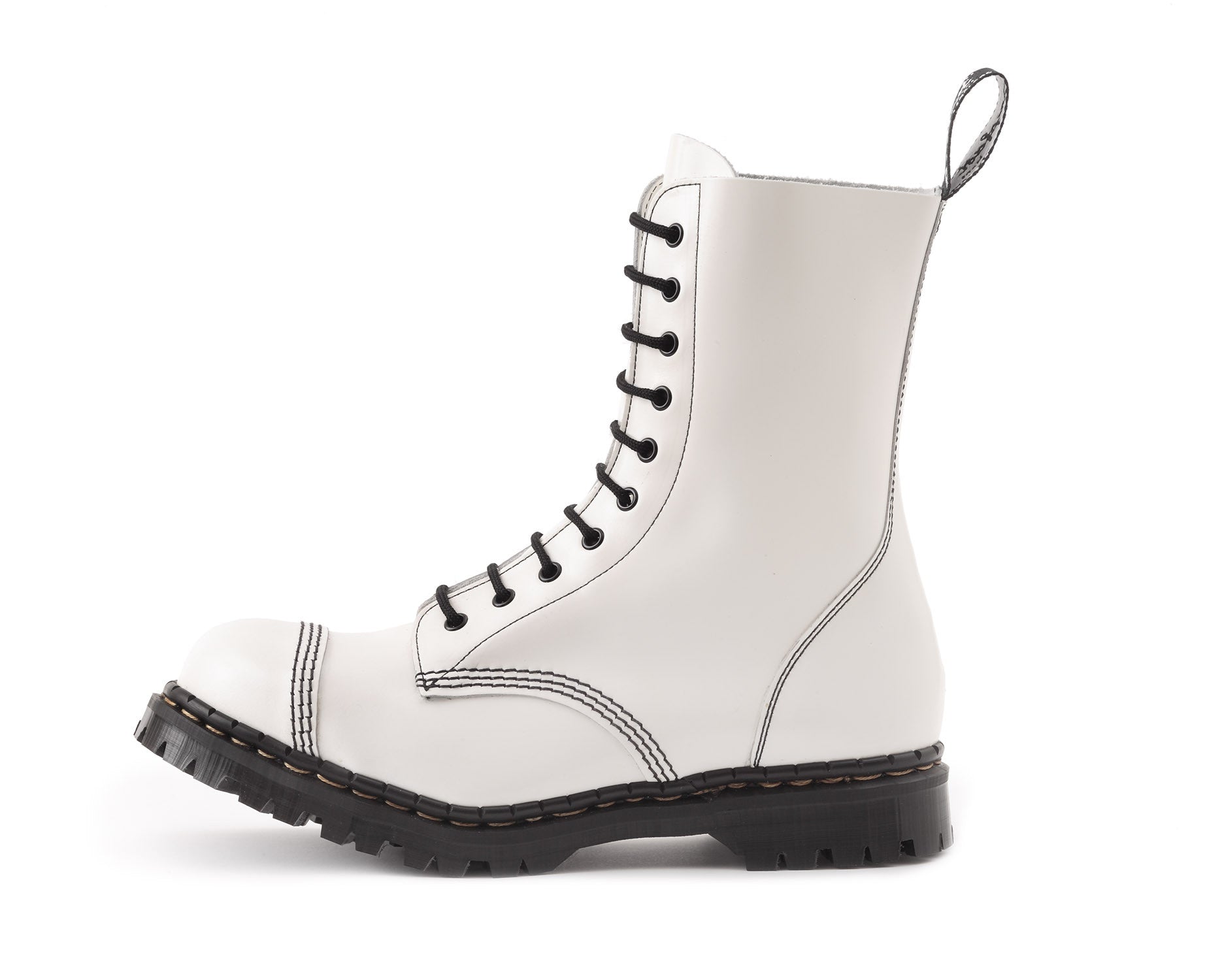 white steel toe boots